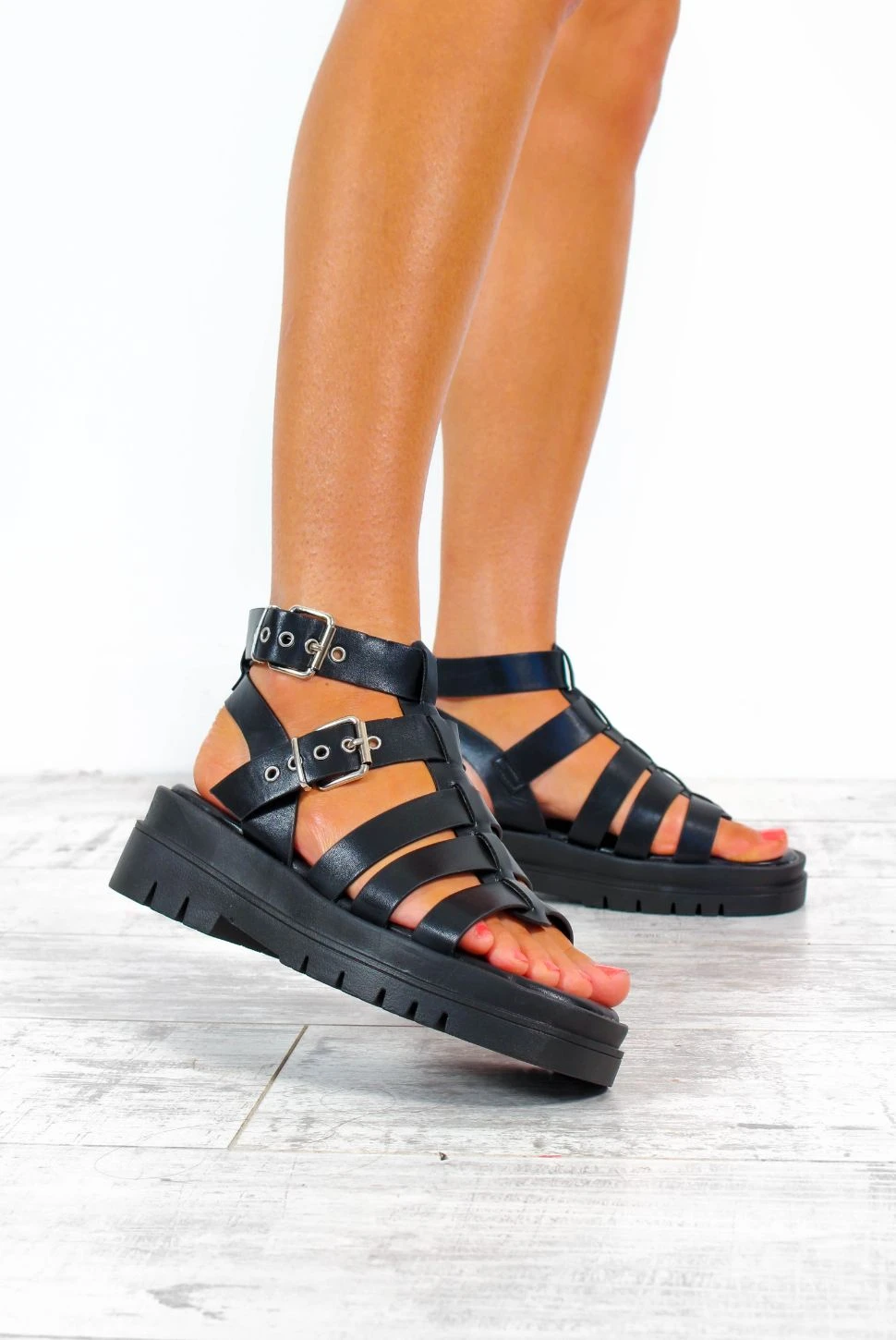 Tread Lightly - Black Double Buckle Sandals 4 Tread Lightly - Black Double Buckle Sandals - Image 4