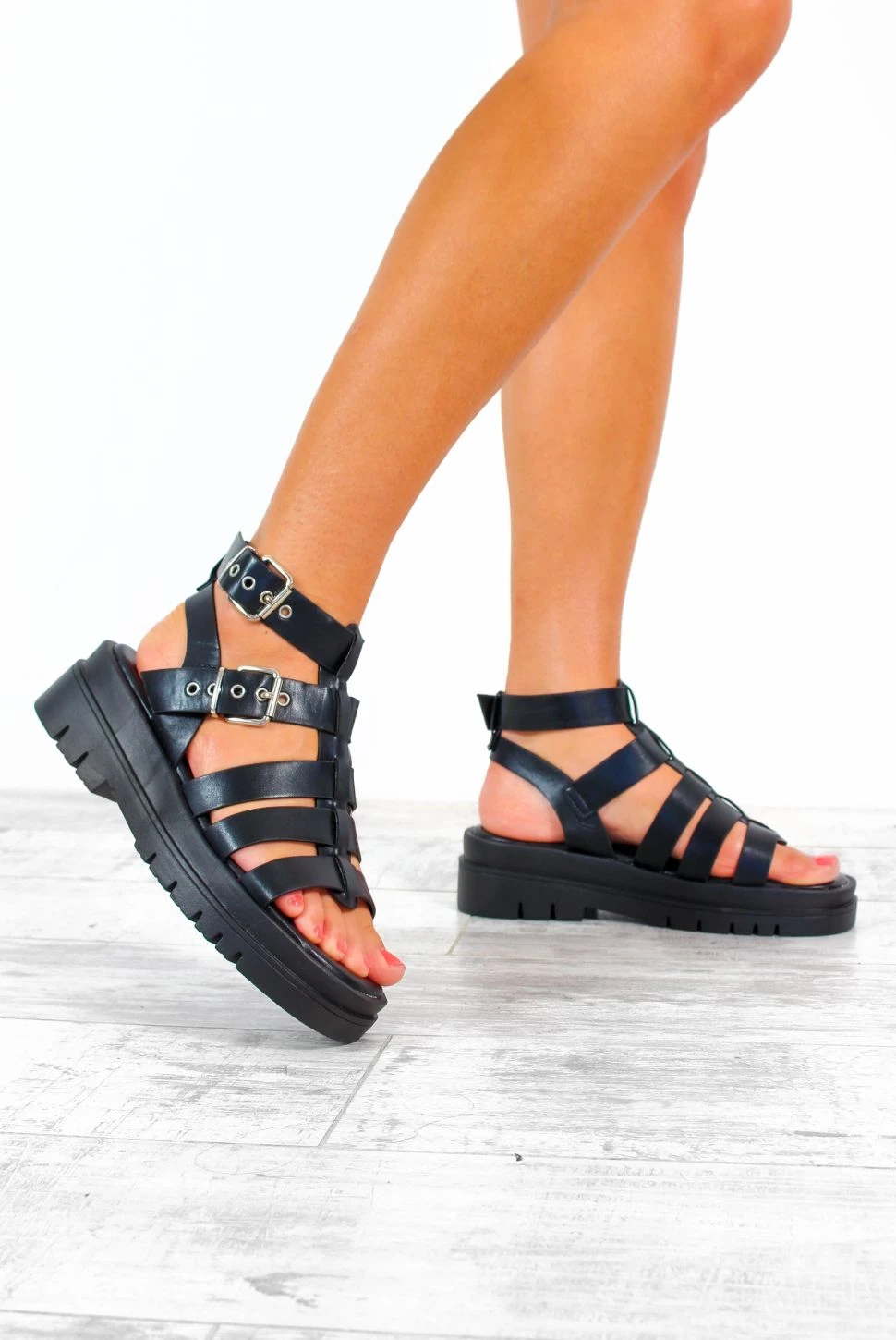 Tread Lightly - Black Double Buckle Sandals 2 Tread Lightly - Black Double Buckle Sandals - Image 2