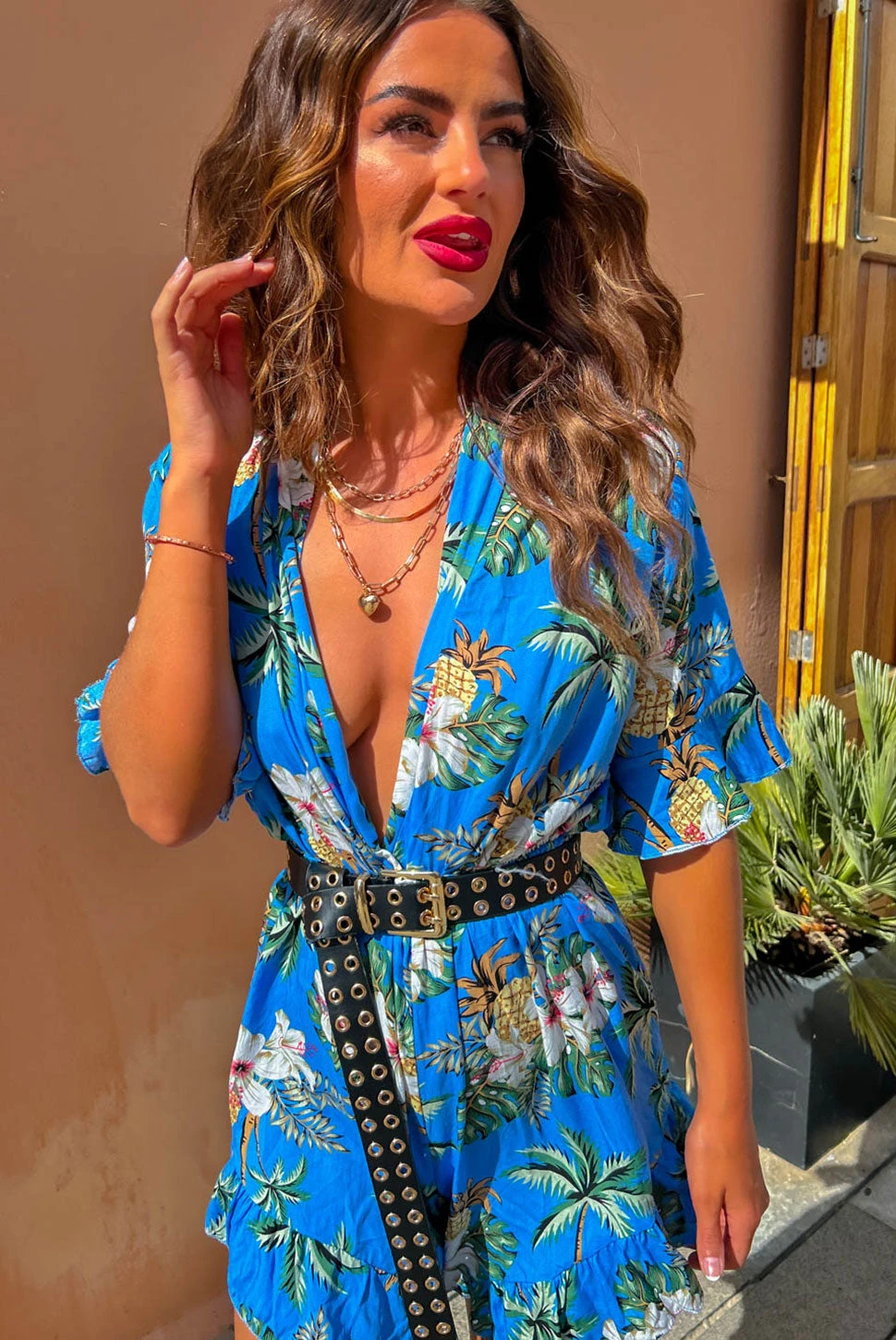 Tropical State Of Mind - Blue Tropical Frill Hem Playsuit 3 Tropical State Of Mind - Blue Tropical Frill Hem Playsuit - Image 3