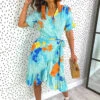 Tropical Getaway - Turquoise Wrap Dress