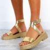 Try And Sandal Me - Gold Chunky Sandals