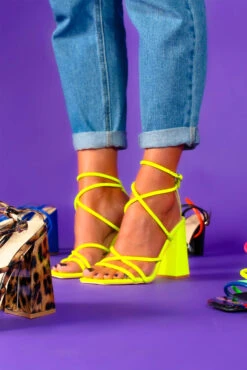 Twisted Love - Neon Yellow Lace Up Heels -Fashion Clothing Store Twisted Love Neon Yellow Lace Up Heels 2