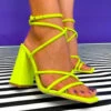 Twisted Love - Neon Yellow Lace Up Heels