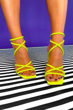 Twisted Love - Neon Yellow Lace Up Heels -Fashion Clothing Store Twisted Love Neon Yellow Lace Up Heels 5
