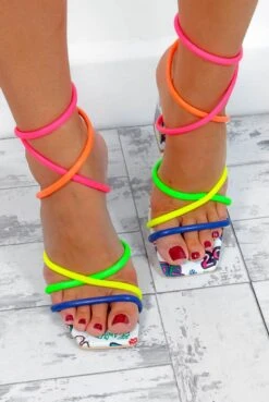 Twisted Love - Neon Graffiti Lace Up Heels -Fashion Clothing Store TwistedLove NeonGrafittiLaceUpHeels5