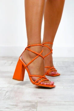 Twisted Love - Peach Orange Lace Up Heels -Fashion Clothing Store TwistedLove PeachOrangeLaceUpHeels 5
