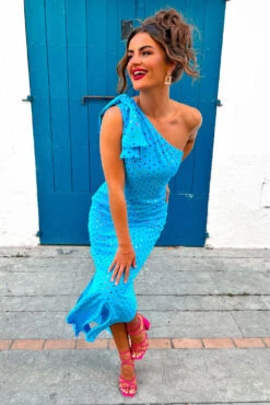 Upgrade You - Turquoise Multi Spot One Shoulder Maxi Dress 12 Upgrade You - Turquoise Multi Spot One Shoulder Maxi Dress -Fashion Clothing Store Upgrade You Turquoise Multi Spot One Shoulder Maxi Dress2