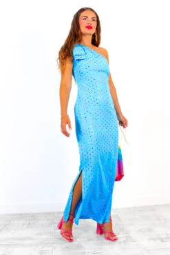 Upgrade You - Turquoise Multi Spot One Shoulder Maxi Dress 18 Upgrade You - Turquoise Multi Spot One Shoulder Maxi Dress -Fashion Clothing Store UpgradeYou TurquoiseMultiSpotOneShoulderMaxiDress 3