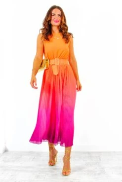 Use Your Pleat - Pink Orange Ombre Pleated Jumpsuit -Fashion Clothing Store UseYourPleat PinkOrangeOmbrePleatedJumpsuit 9