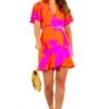 AX Paris Waiting For You - Pink Orange Floral Mini Wrap Dress