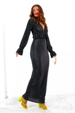 Waiting For Your Love - Black Plunge Plisse Midi Dress 9 Waiting For Your Love - Black Plunge Plisse Midi Dress -Fashion Clothing Store WaitingForYourLove BlackPlungePlisseMidiDress 2