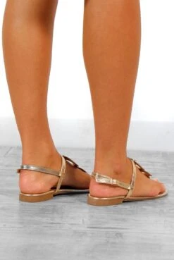 Walking In Circles - Gold Metallic Ring Sandals -Fashion Clothing Store WalkingInCircles GoldMetallicRingSandals 1