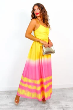 Want Hue Back - Yellow Pink Ombre Maxi Dress 9 Want Hue Back - Yellow Pink Ombre Maxi Dress -Fashion Clothing Store WantHueBack YellowPinkOmbreHalterNeckMaxiDress 1