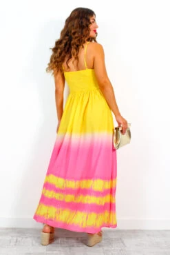 Want Hue Back - Yellow Pink Ombre Maxi Dress 11 Want Hue Back - Yellow Pink Ombre Maxi Dress -Fashion Clothing Store WantHueBack YellowPinkOmbreHalterNeckMaxiDress 3