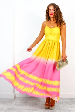 Want Hue Back - Yellow Pink Ombre Maxi Dress 10 Want Hue Back - Yellow Pink Ombre Maxi Dress -Fashion Clothing Store WantHueBack YellowPinkOmbreHalterNeckMaxiDress 4