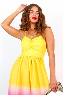 Want Hue Back - Yellow Pink Ombre Maxi Dress 8 Want Hue Back - Yellow Pink Ombre Maxi Dress -Fashion Clothing Store WantHueBack YellowPinkOmbreHalterNeckMaxiDress 6