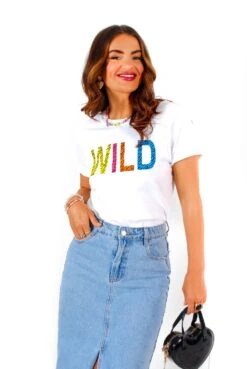 New Arrival 11 Watch Her Wild Side - White Multi Tiger Print Graphic T-Shirt
