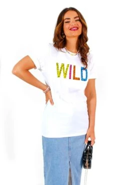 Watch Her Wild Side - White Multi Tiger Print Graphic T-Shirt -Fashion Clothing Store WatchHerWildSide WhiteMultiTigerPrintGraphicT Shirt 3
