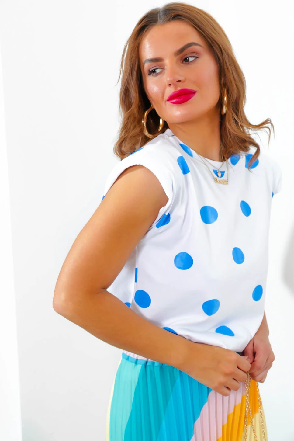 Well Pleat Again - Blue Multi Stripe Midi Skirt 4 Well Pleat Again - Blue Multi Stripe Midi Skirt - Image 4