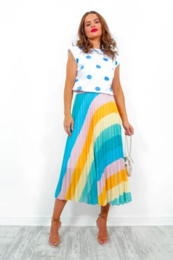 Well Pleat Again - Blue Multi Stripe Midi Skirt 9 Well Pleat Again - Blue Multi Stripe Midi Skirt -Fashion Clothing Store We llPleatAgain BlueMultiStripeMidiSkirt 4