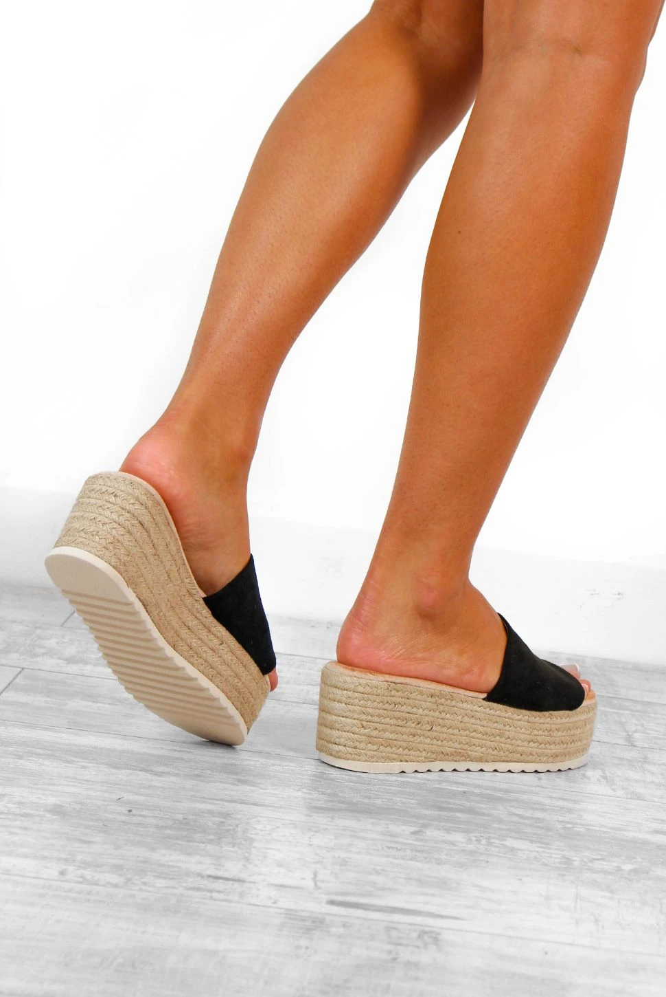 Weave It To Me - Black Espadrille Platform Wedges 4 Weave It To Me - Black Espadrille Platform Wedges - Image 4