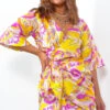 What A Breeze - Yellow Print Wrap Dress