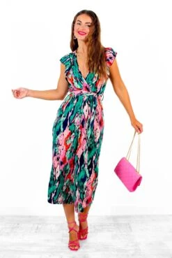 AX Paris What I Want - Green Multi Abstract Ruffle Jumpsuit -Fashion Clothing Store WhatIWant GreenMultiAbstractRuffleJumpsuit 4