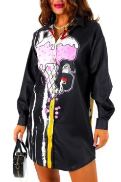 Whats Your Flavour? - Black Ice Cream Graphic Oversized Shirt 9 Whats Your Flavour? - Black Ice Cream Graphic Oversized Shirt -Fashion Clothing Store What sYourFlavour BlackIceCreamGraphicOversizedShirt 1