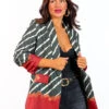 Whos The Boss? - Khaki Red Printed Short Blazer