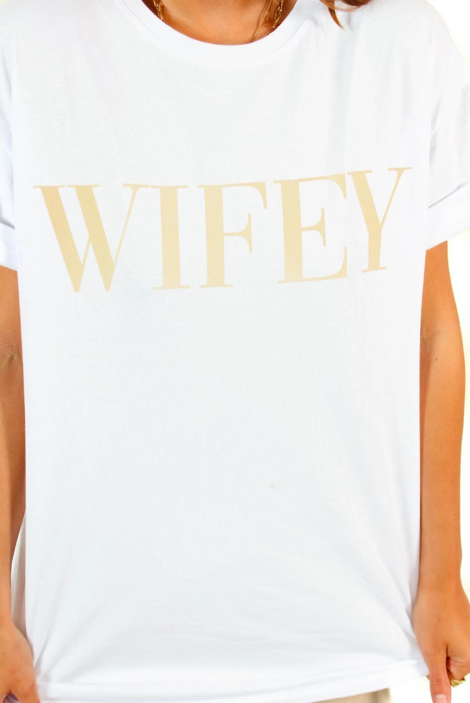 Wifey For Lifey - White Beige Wifey T-Shirt & Cycling Shorts Co-Ord 4 Wifey For Lifey - White Beige Wifey T-Shirt & Cycling Shorts Co-Ord - Image 4