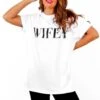 Wifey For Lifey - White Black Wifey T-Shirt & Cycling Shorts Co-Ord