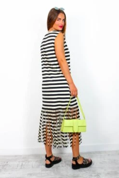 Worth The Tassel - Cream Black Stripe Midi Dress -Fashion Clothing Store WorthTheTassel CreamBlackStripeMidiDress 4