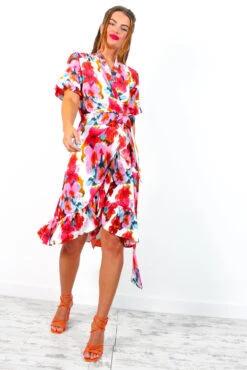 Wrapped With Love - White Red Floral Midi Wrap Dress 11 Wrapped With Love - White Red Floral Midi Wrap Dress -Fashion Clothing Store WrappedWithLove WhiteRedFloralMidiWrapDress 3