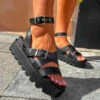 You're My Solemate - Black Chunky PU Sandals