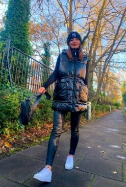 Youre An Icon - Black Shiny Padded Gilet