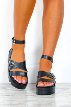 You're My Solemate - Black Chunky PU Sandals -Fashion Clothing Store You reMySolemate BlackChunkyPUSandals 3