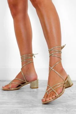 Your Lace Or Mine? - Metallic Gold Lace Up Mini Heels 7 Your Lace Or Mine? - Metallic Gold Lace Up Mini Heels -Fashion Clothing Store YourLaceOrMine MetallicGoldLaceUpMiniHeels 4