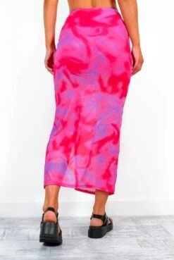 Your New Flame - Pink Purple Abstract Ruched Midi Split Skirt 7 Your New Flame - Pink Purple Abstract Ruched Midi Split Skirt -Fashion Clothing Store YourNewFlame PinkPurpleAbstractRuchedMidiSplitSkirt 3