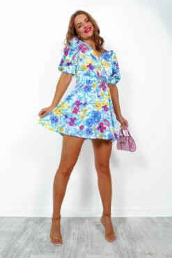 Youre My Sunshine - Blue Floral Belted Mini Dress 8 Youre My Sunshine - Blue Floral Belted Mini Dress -Fashion Clothing Store YoureMySunshine BlueFloralBeltedMiniDress 5