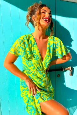 Missed Me? - Green Blue Floral Lurex Midi Dress