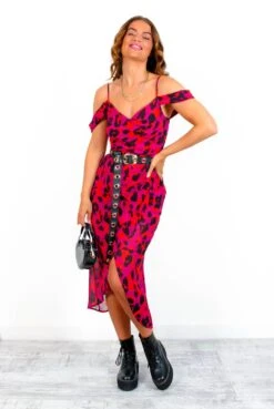 Epitome Of Elegance - Magenta Orange Leopard Midi Dress -Fashion Clothing Store image fbba7a05 72ba 4109 87d5 87a53d2eef72