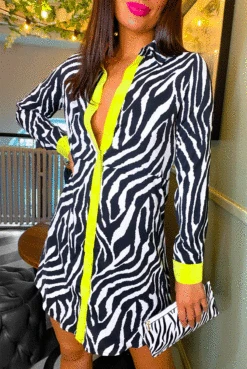 Out My Business - Black White Lime Mini Shirt Dress 11 Out My Business - Black White Lime Mini Shirt Dress -Fashion Clothing Store out my business